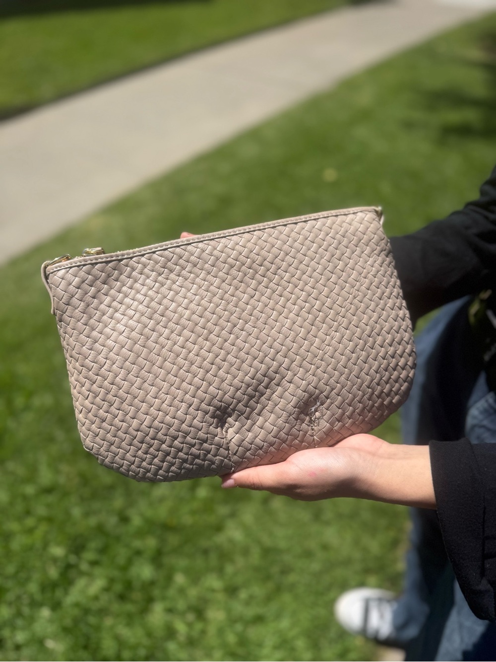 Quince Sloane Handwoven Mini Shoulder Bag Color - Taupe